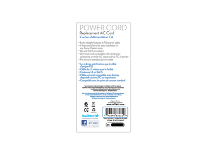 Power Cord for PS3 - box back