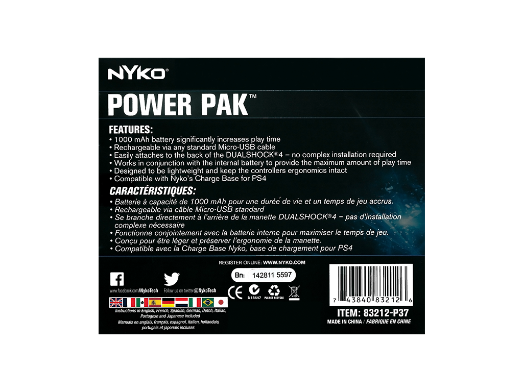 Batterie Chargeur Externe pour Manette Playstation 4 PS4 Universel Power  Bank 2600mAh avec Cable USB/Mirco USB (NOIR) - Shot Case